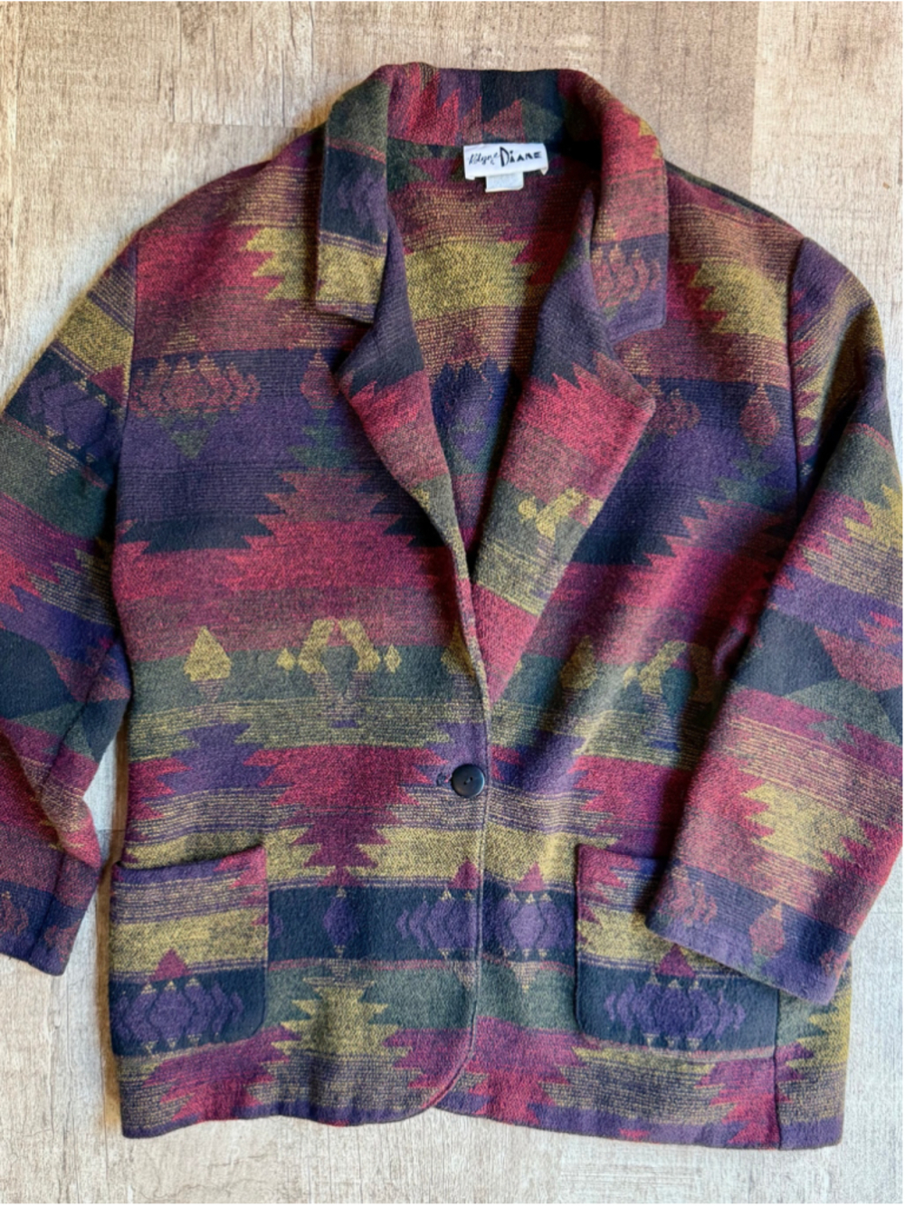 Vintage 90s Rolyne & Diane Southwestern Aztec Tapestry Jacket Blazer Large